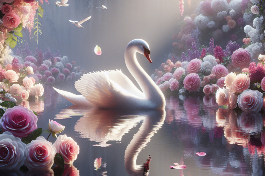 Mauve Swan - A1 size large scale decoupage paper