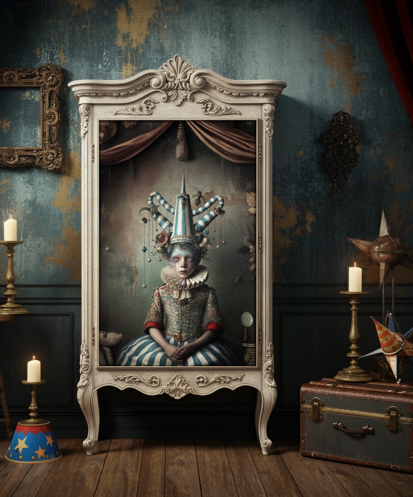 Stripes and Girl - A1 size large Decoupage Paper