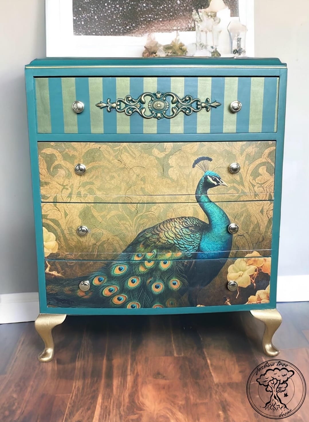 Golden Peacock - A1 size large Decoupage Paper