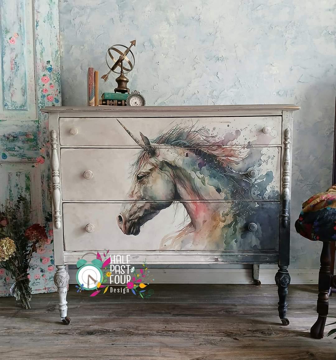 Rainbow Unicorn - A1 size large Decoupage Paper