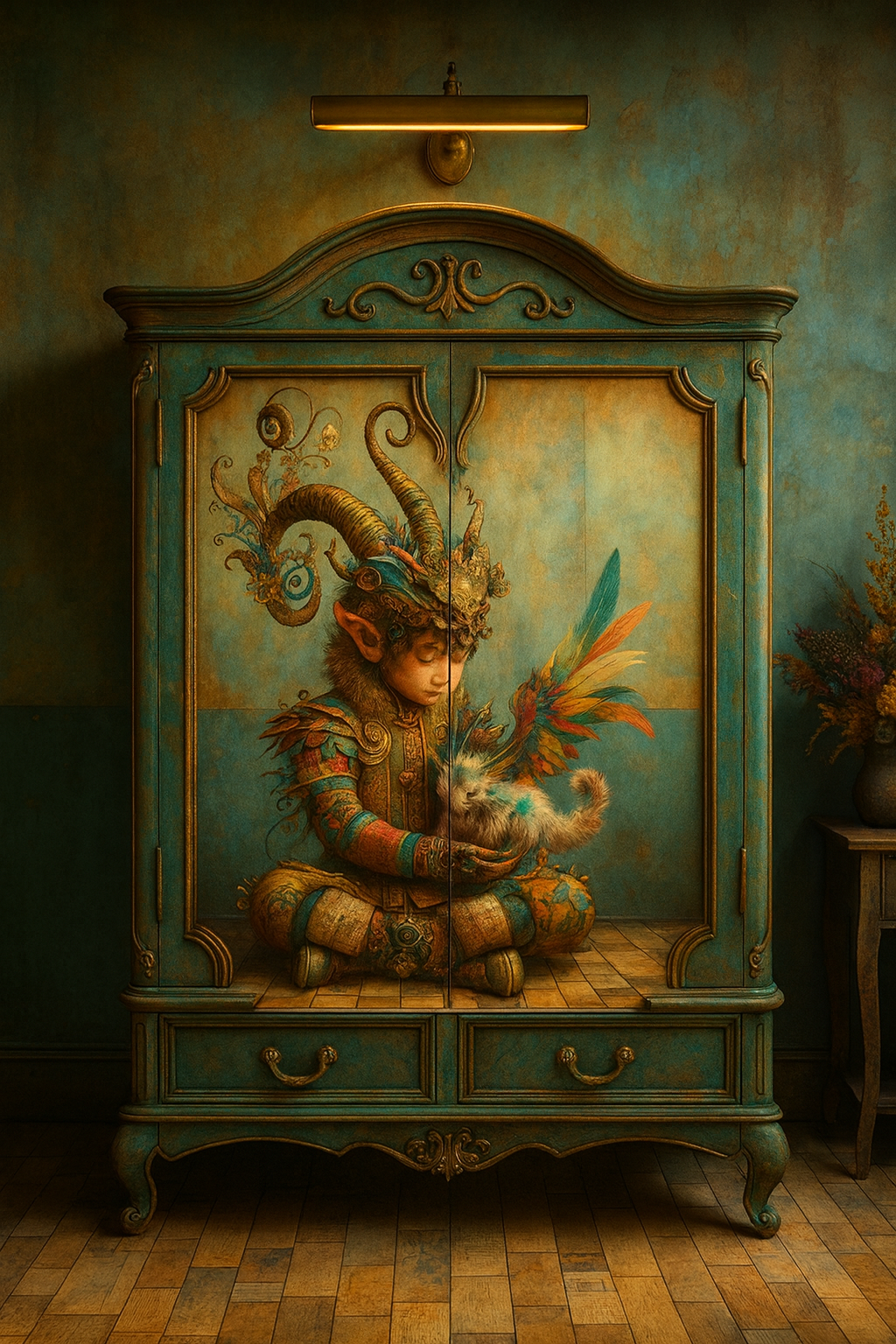 A boy and his friend - A1 size large Decoupage Paper