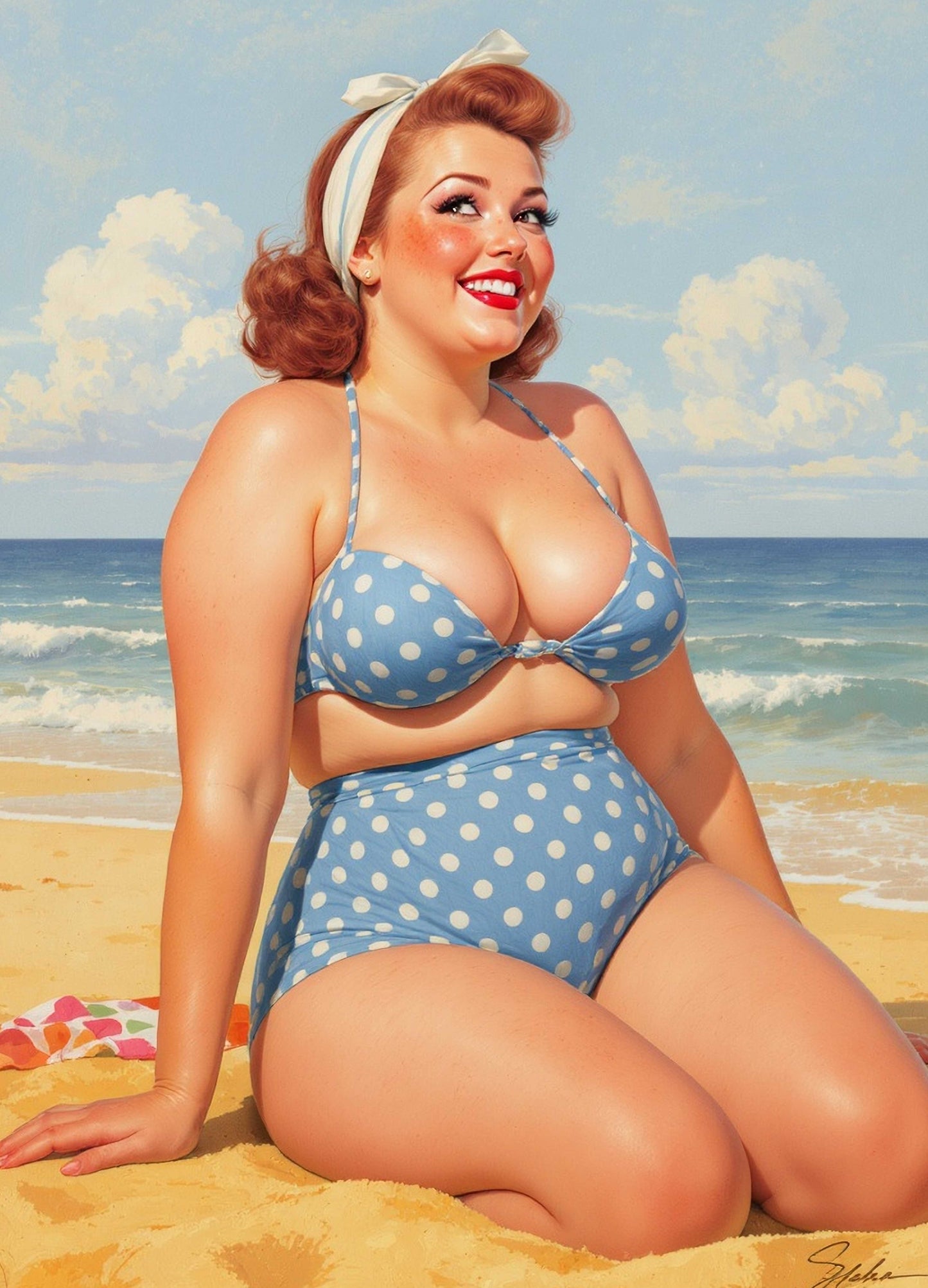 Blue Polka Dots - A1 size large Decoupage Paper