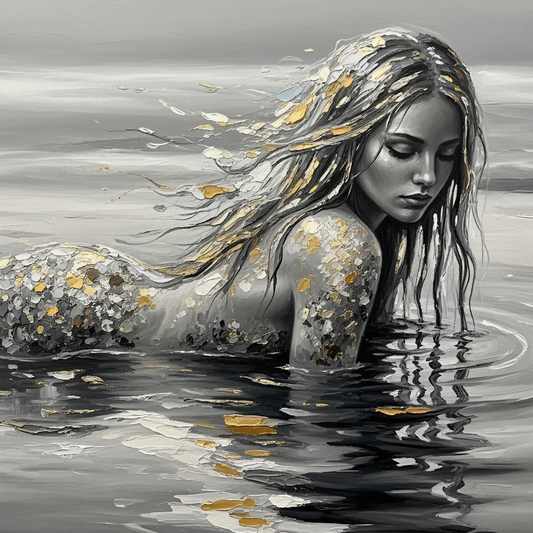 B&W Mermaid - A1 size large Decoupage Paper