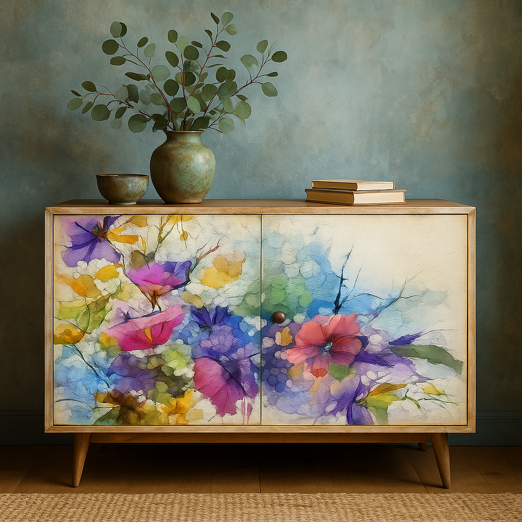 Mauve Flowers - A1 size large Decoupage Paper