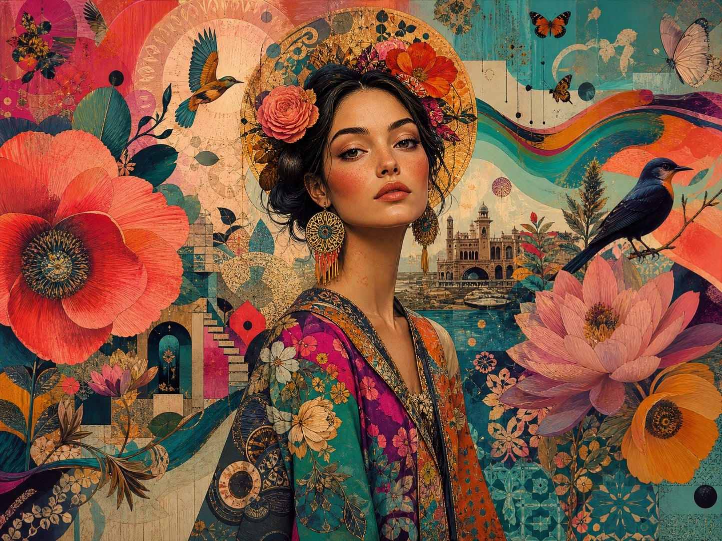 Painted Paradise - A1 size large Decoupage Paper