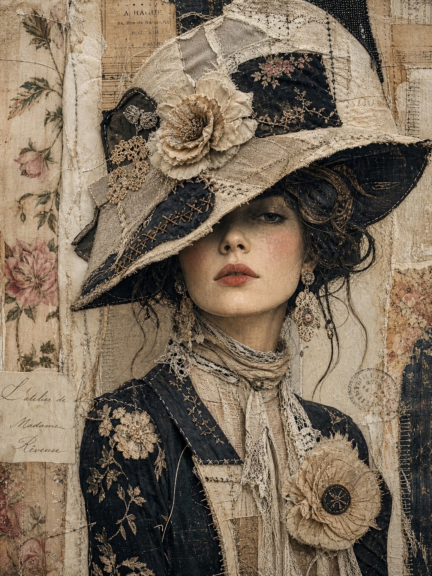 Linen & Lace - A1 size large Decoupage Paper
