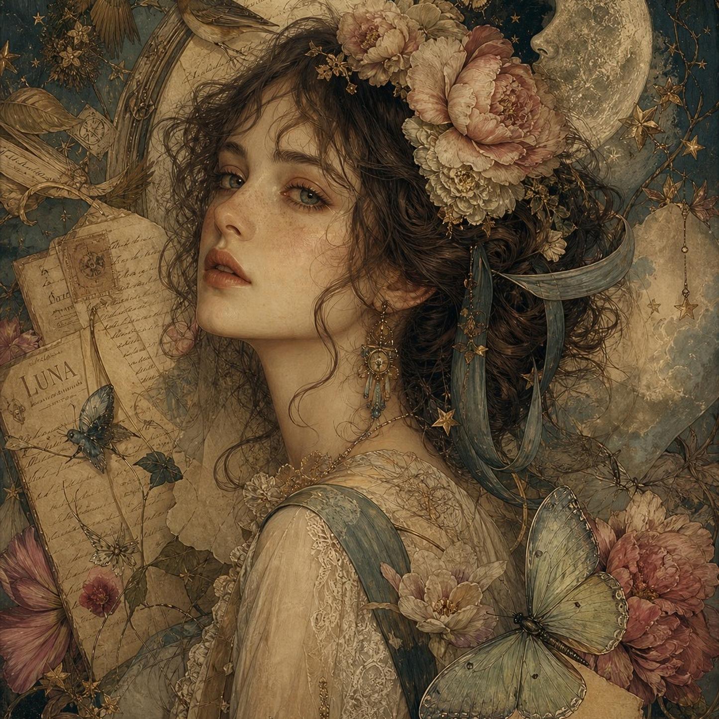Moonflower - A1 size large Decoupage Paper