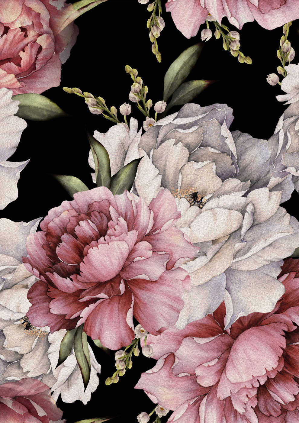 Peonies - A1 size large Decoupage Paper - pink flowers