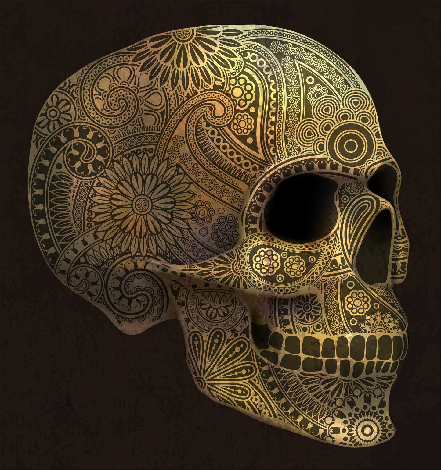 Golden Skull - A1 size large Decoupage Paper